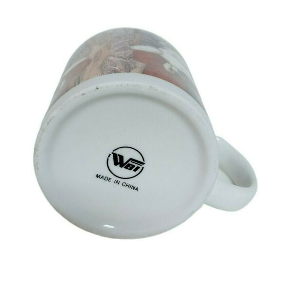 Vintage Christmas Mug Santa Claus Winter Forest Woodland Holiday Coffee Cup - Picture 7 of 12